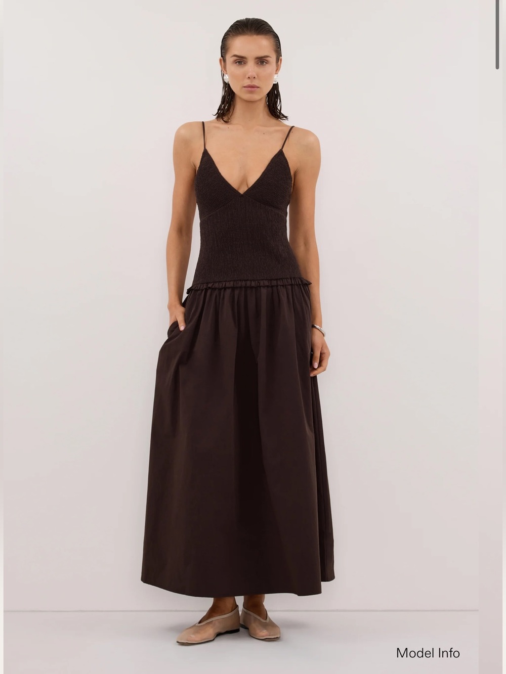 DISSH Dark Brown Cotton Maxi Skirt